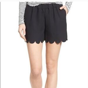 Madewell pull on scalloped hem black shorts xxs
